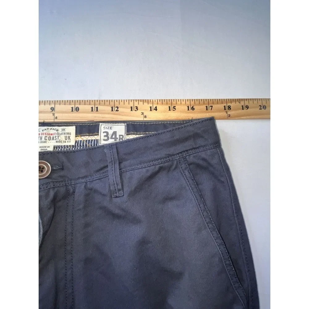 Fat Face Pants Mens 34x25 Flat Front Straight Leg Navy‎ Blue Chino